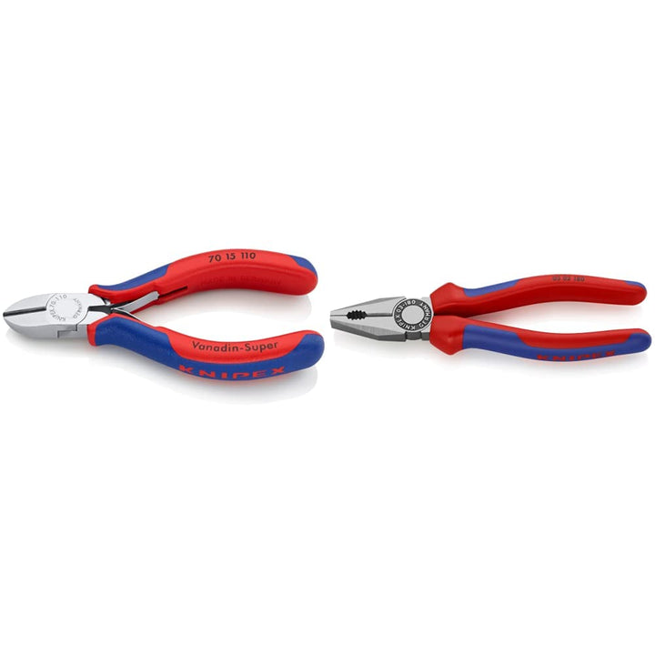 Knipex Seitenschneider verchromt, mit Mehrkomponenten-Hüllen 110 mm 70 15 110 &amp; Kombizange schwarz a