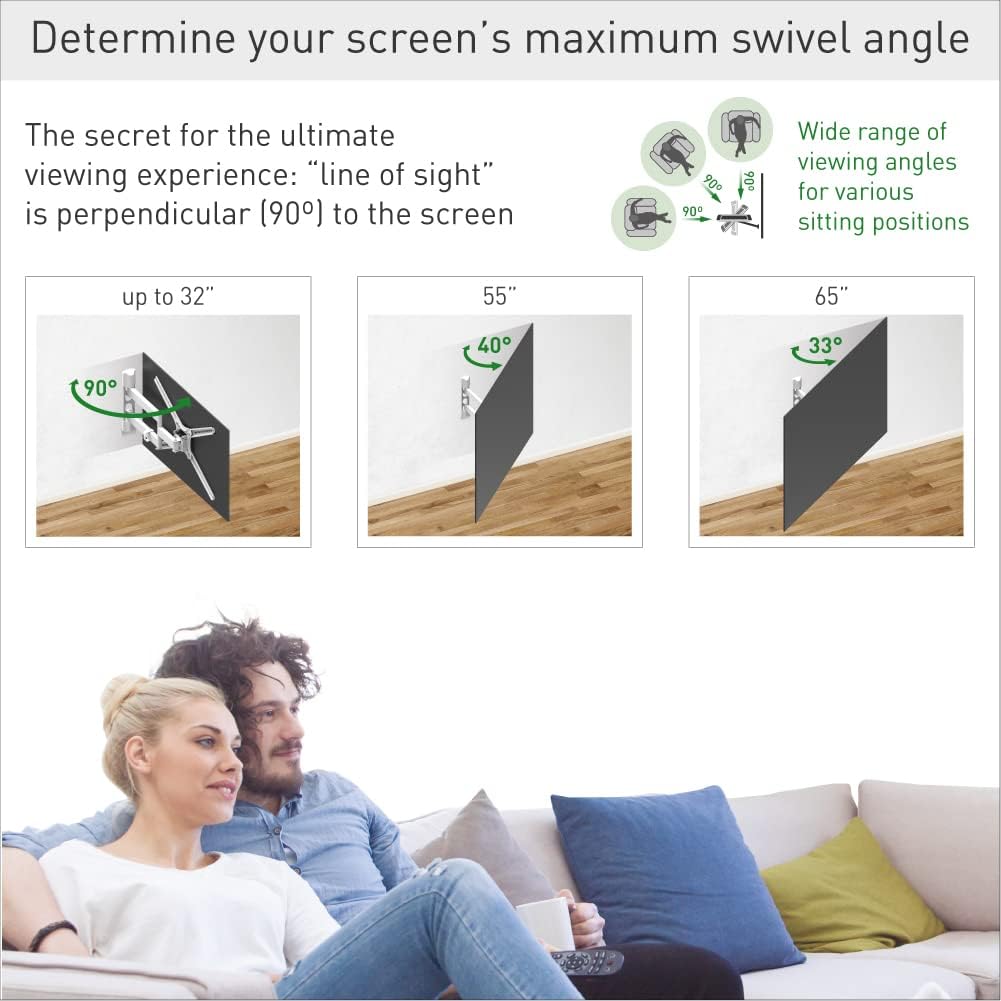 Barkan TV-Wandhalterung, 13-65 Zoll (33-165 cm), voll beweglich, 4 Bewegungen, Flache/Gebogene Bilds