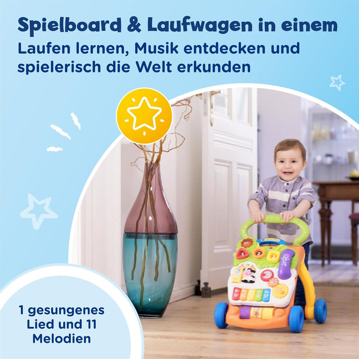 VTech Baby Spiel- und Laufwagen – Lauflernwagen mit regulierbarer Geschwindigkeit, Musik und abnehmb