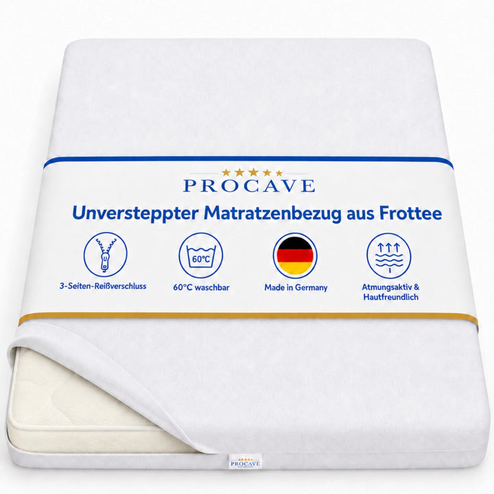 PROCAVE Matratzenbezug Frottee unversteppt 180 x 200 cm | Matratzen-Höhe 23-28cm | Matratzenschoner