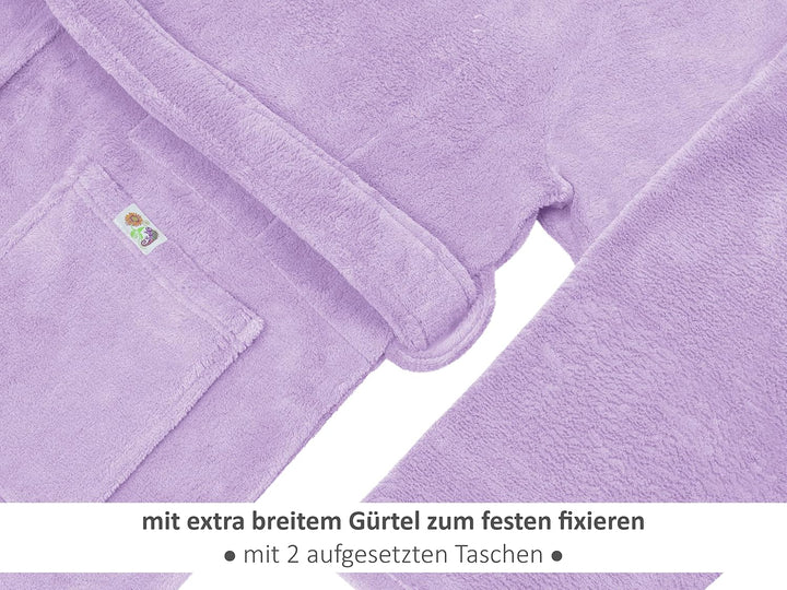 Emily´s Check Kuschelfleece Therapie Bademantel mit Kapuze und Innentaschen 1582.2293 L flieder, L f