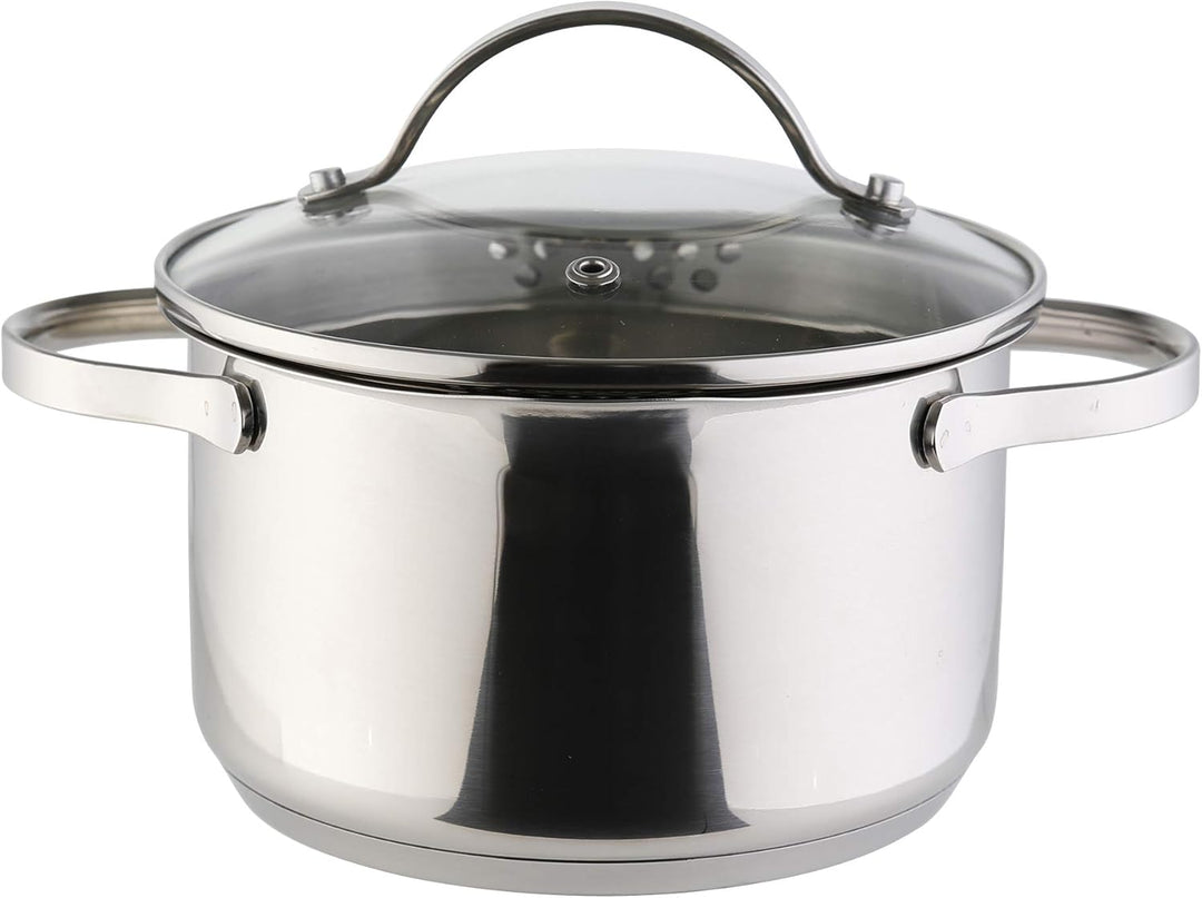 axentia Kochtopf Pado aus poliertem Edelstahl 24cm - Topf mit Glasdeckel - Suppentopf mit Schüttrand