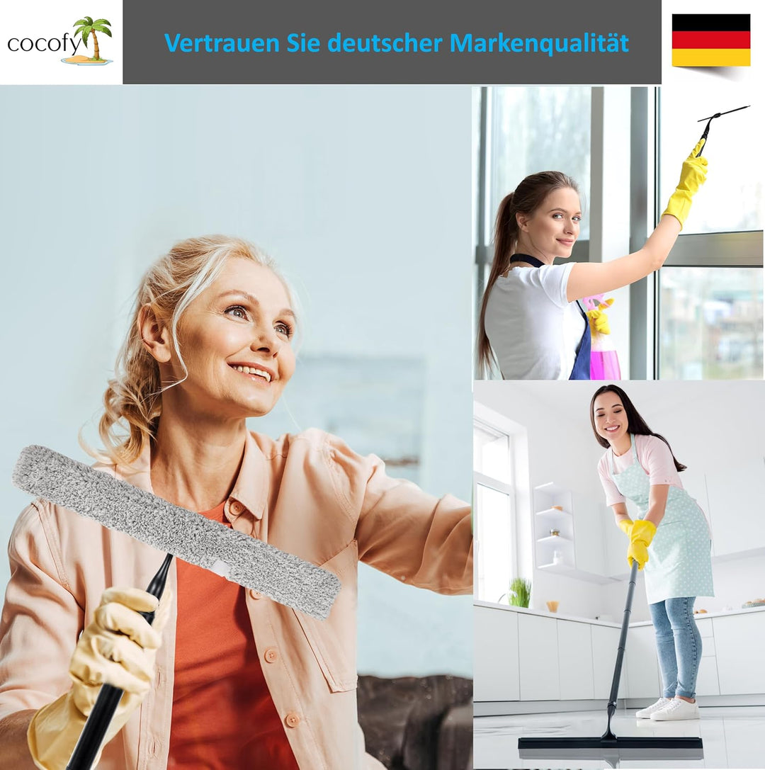 Duschabzieher Teleskop 43–153 cm, 35 cm breit, schwarz – Abzieher Dusche Langer Stiel ausziehbar mit