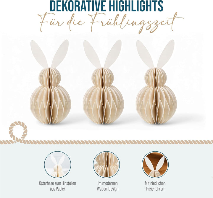 Osterhasen-Dekoration: Hasen-Osterdeko aus Papier, Osterhase Deko-Figur, Hase für Tisch &amp; Ostergeste