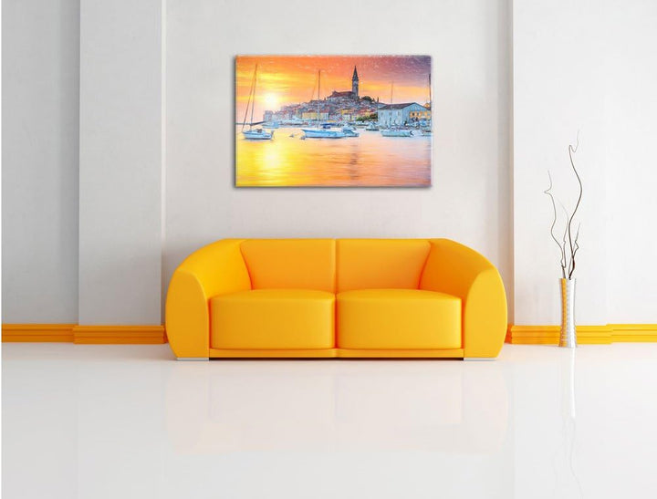 Pixxprint Kroatische Hafenstadt als Leinwandbild/Grösse: 100x70 / Wandbild/Kunstdruck/fertig bespann