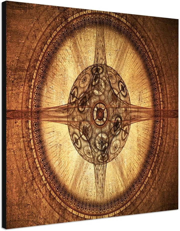 Paul Sinus Art Bild auf Leinwand Abstrakt357_60x60cm braun abstrakte Elemente Kreise Kugeln Abstrakt
