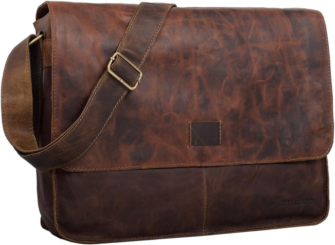 STILORD Hannes Umhängetasche Leder Herren Damen Vintage A4 gross Messenger Bag Uni Arbeit Büro Busin