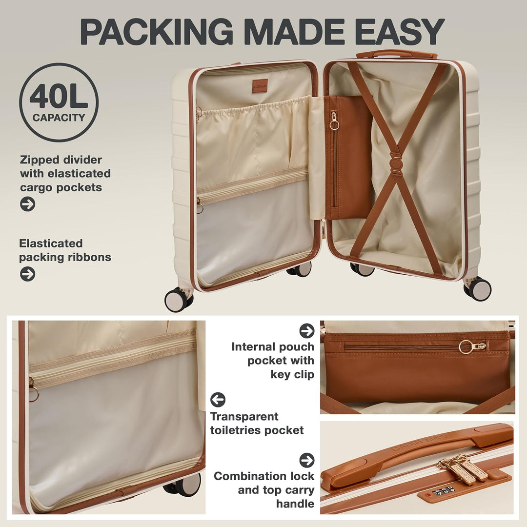 Cabin Max Handgepäck Koffer gross Trolley Handgepäck 55x40x20 Reisekoffer 55 x 40 x 20 cm Crème/Brau