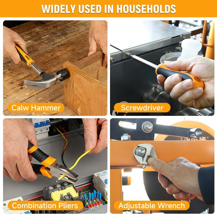 Handwerkzeug Set 17-teilig mit Hammer, Zange, Schraubendreher, verstellbarem Schraubenschlüssel, Bit