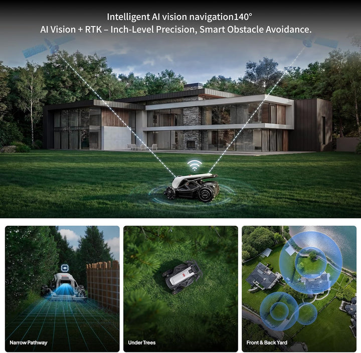 Mähroboter ohne Begrenzungskabel AIRSEEKERS TRON SE,bis 65% Steigung,App Steuerung,KI TrueVision-Nav