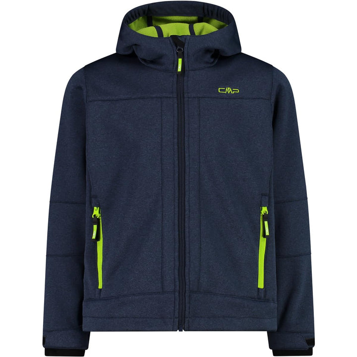 CMP Softshell Jungen Kapuzen Jacke 116 B.Blue Mel. – Lindgrün, 116 B.Blue Mel. – Lindgrün