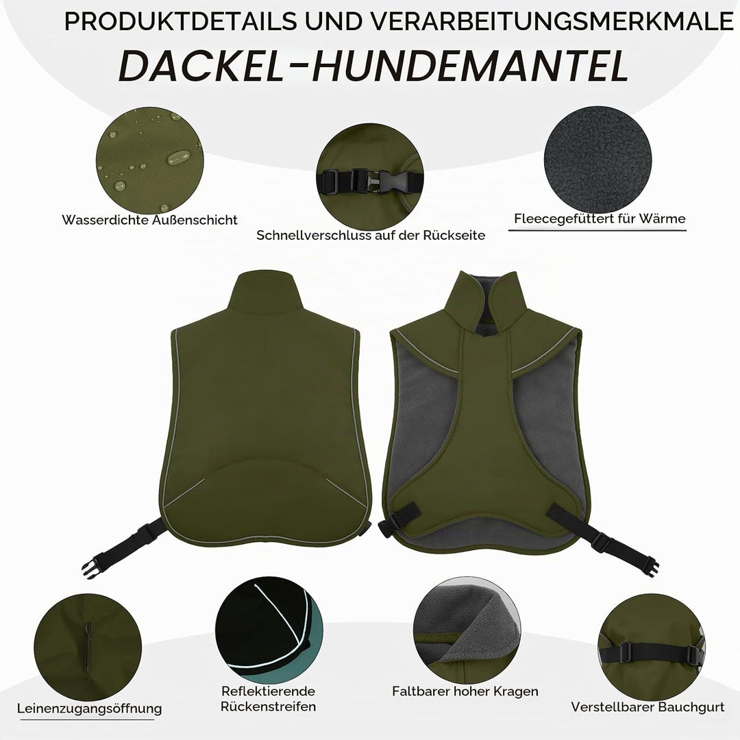 Hundemantel Dackel XL, Winddichter Wasserdichter Wintermantel Für Dackel Hunde, Hundejacke Für Klein