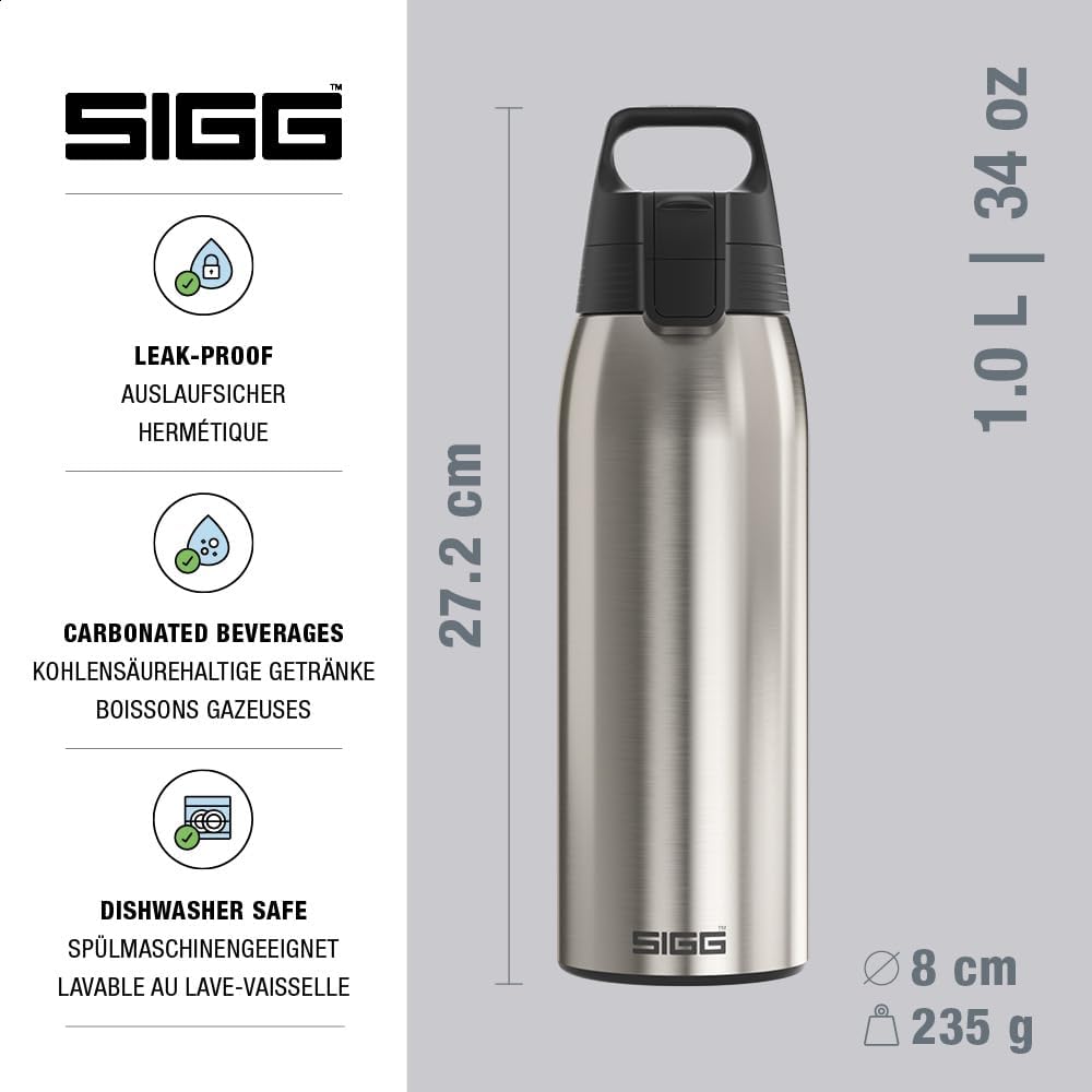 SIGG - Edelstahl Trinkflasche - Shield ONE - Für Kohlensäurehaltige Getränke Geeignet - Auslaufsiche