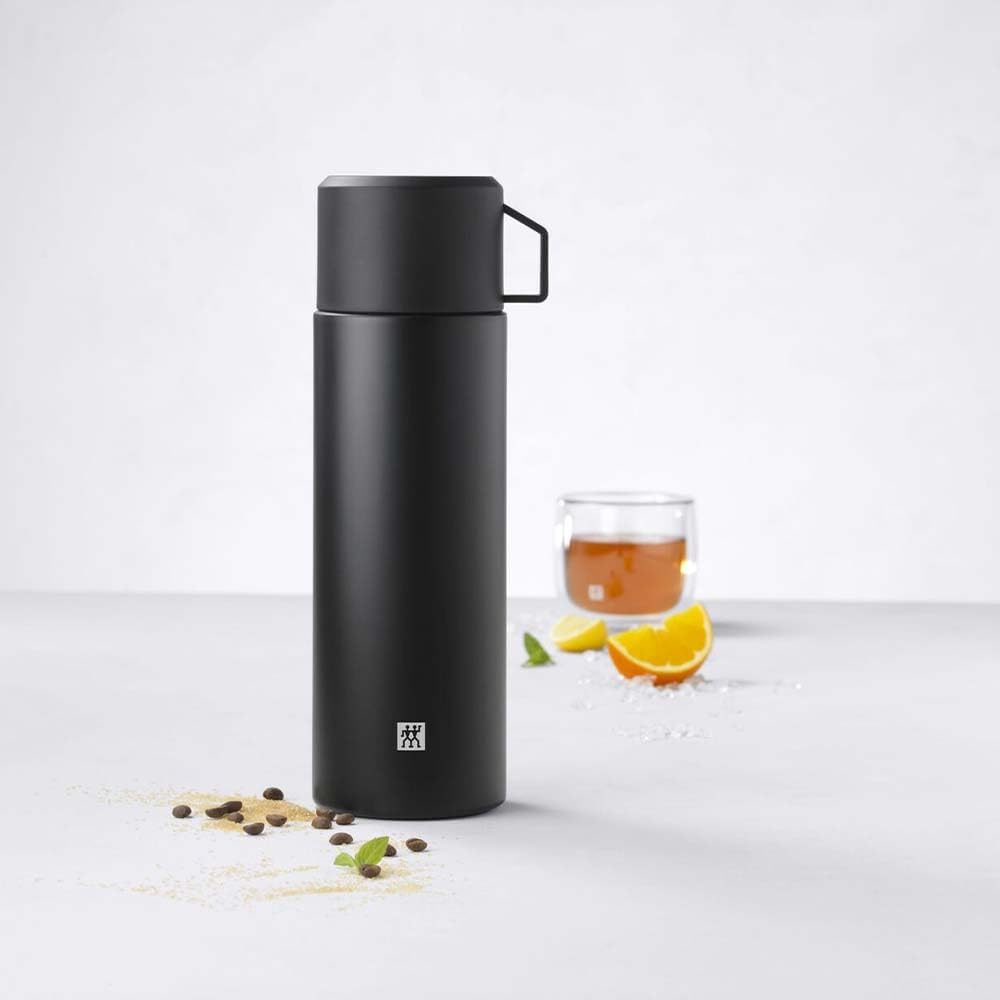 ZWILLING Thermo Isolierflasche, Integrierte Tasse, Thermokanne, Doppelwandisolierung, 1 L, Höhe: 28,
