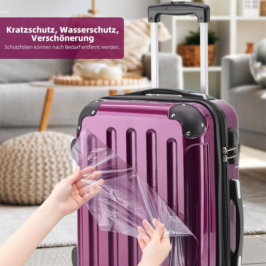 BEIBYE Zwillingsrollen 2048 Hartschale Trolley Koffer Reisekoffer Taschen Gepäck in M-L-XL-Set (Lila
