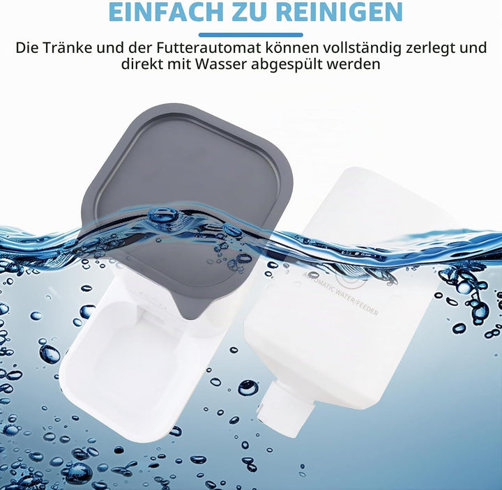 Pfloge® Automatischer Futterspender Katze, 2.1kg Futterautomat Katze und 3.8L Wasserspender Hund, Oh