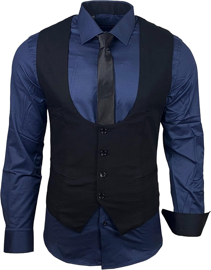 Herren Hemd Weste Krawatte Set Business Anzugweste Westen Slim Fit Smoking Frack Business Herrenanzu