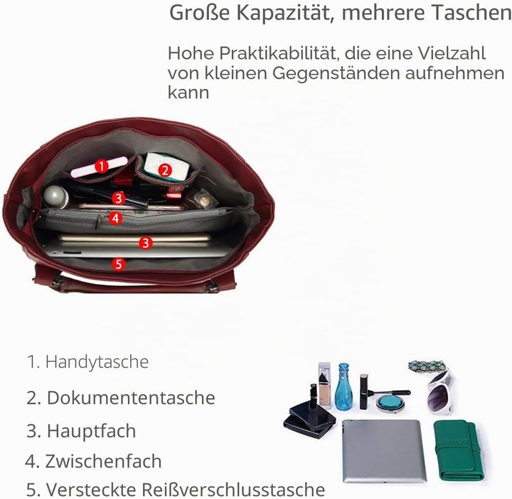 NICOLE &amp; DORIS handtasche für damen Schultertasche Henkeltaschen Handtasche Umhängetasche Kunstleder