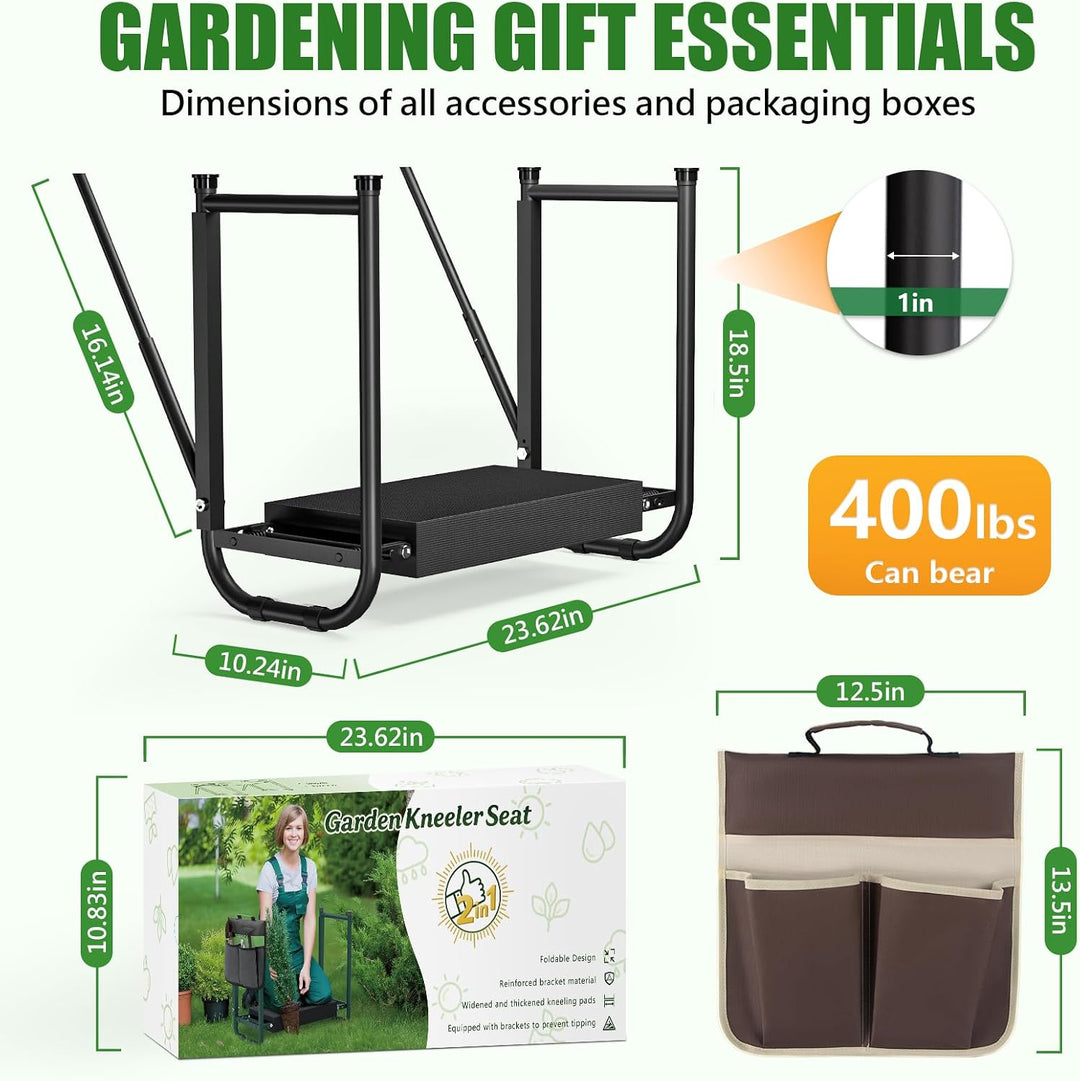 seasky Faltbare Gartenbank mit Knie- und Sitzfläche, Kippschutz-Gartenbank, verbreitert, dick, weich