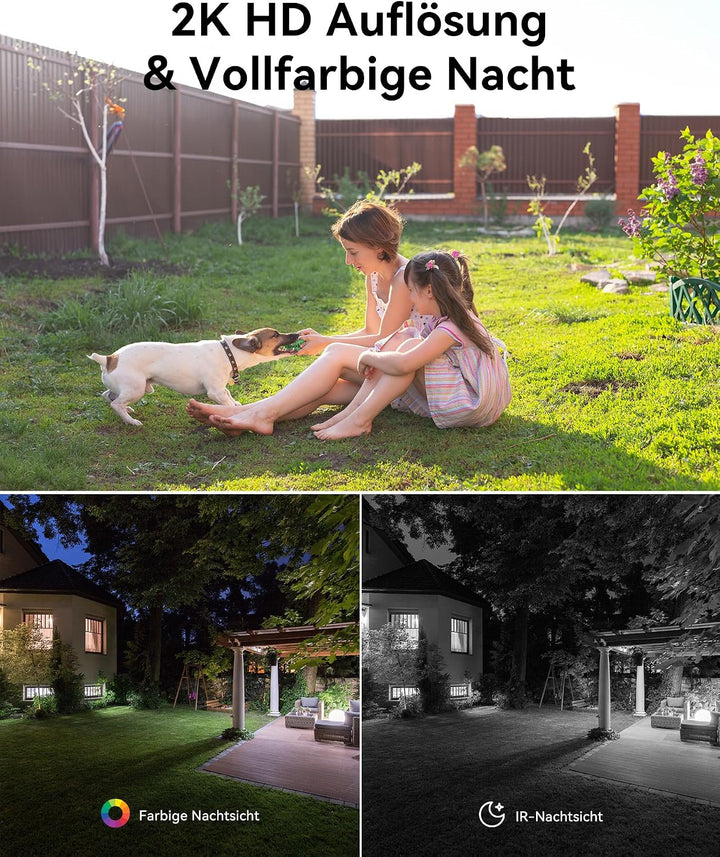 Überwachungskamera Aussen Solar WLAN, Kamera Überwachung Aussen Akku Wifi-grau, Wifi-grau