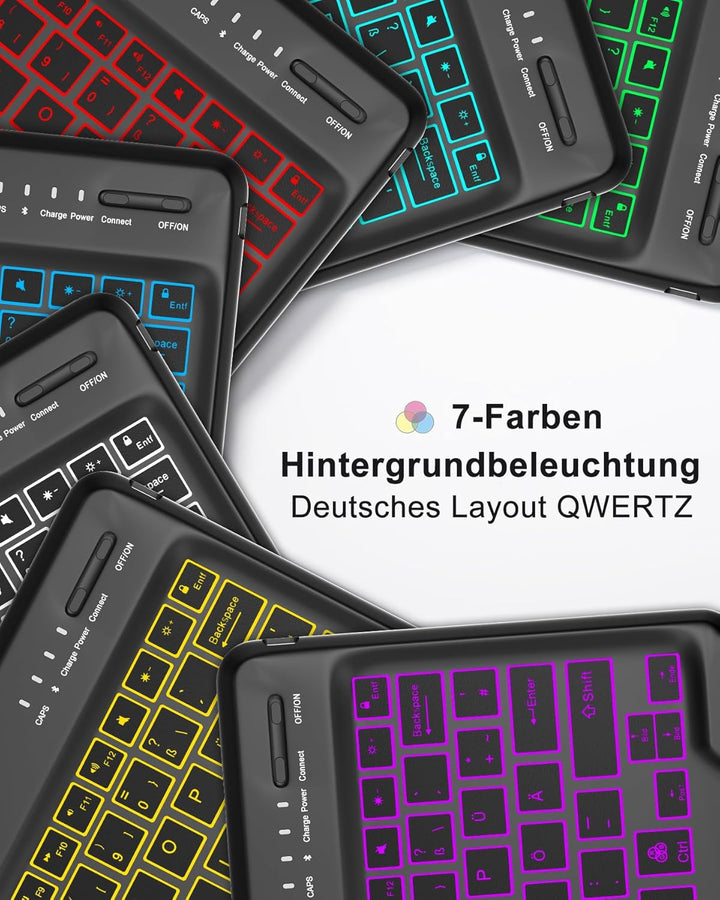 Hülle mit Deutscher QWERTZ-Tastatur für Samsung Galaxy Tab S10 Plus (2024), Tab S9 Plus (2023), S9 F