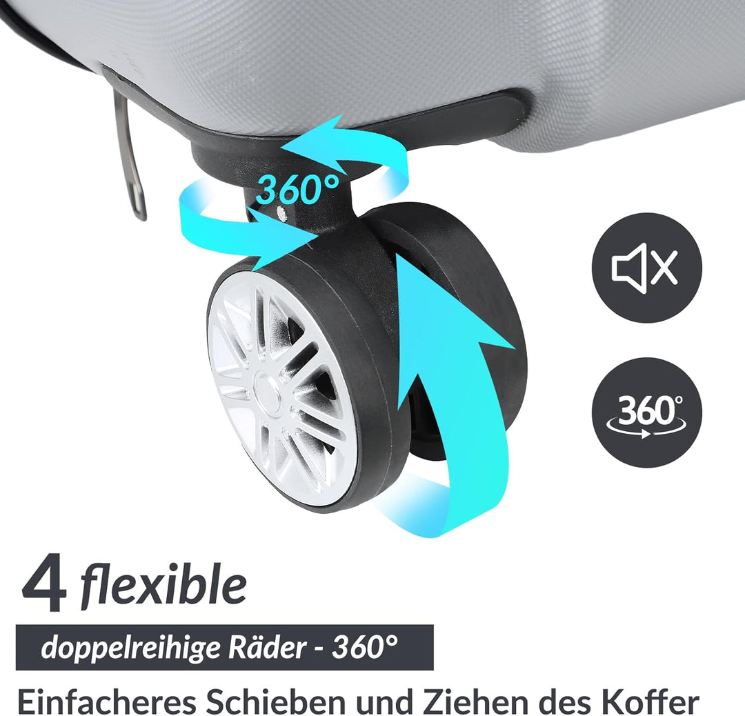 Ravas Kofferset 3 Teilig Hartschale, Koffer &amp; Trolleys Set mit Eckenschutz, Reisekoffer mit Rollen S