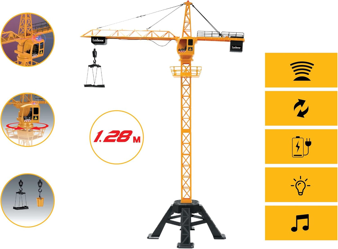 Lexibook, Crosslander® Pro, RC-Kran, Riesiger Ferngesteuerter Kran, Höhe 1,28 m, Hebt bis zu 500g, M