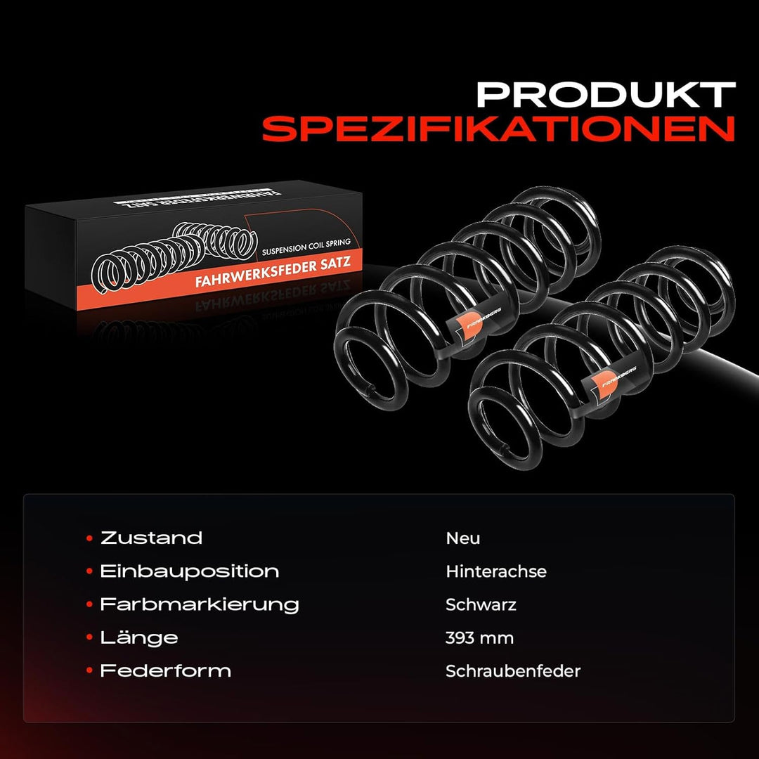 Frankberg 2x Federn Fahrwerksfeder Hinterachse Kompatibel mit A4 Allroad 8KH B8 2.0L-3.0L 2009-2016
