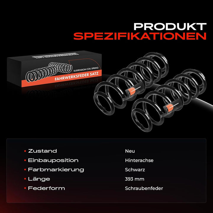 Frankberg 2x Federn Fahrwerksfeder Hinterachse Kompatibel mit A4 Allroad 8KH B8 2.0L-3.0L 2009-2016