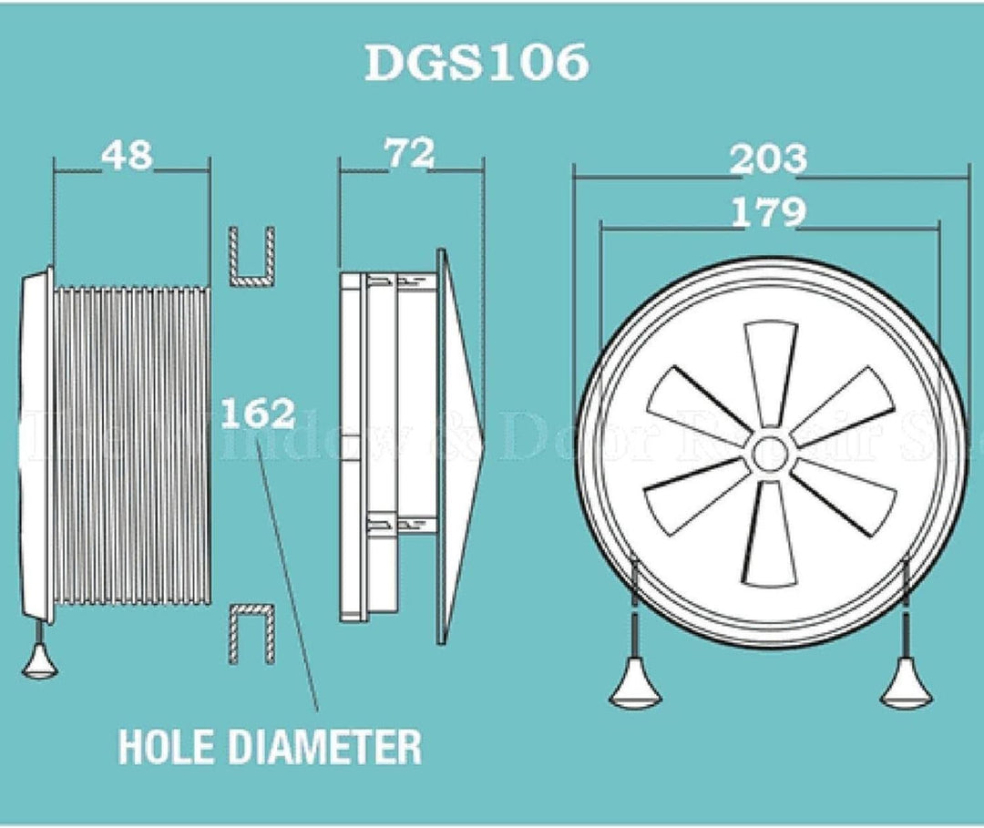 Vent-a-matic Gebläse mit Kabel, 162 mm, DGS 106, für doppelt verglaste Fenster.