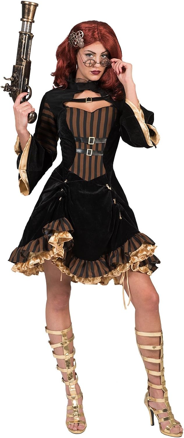 Kostüm Steampunk Dame Violet Grösse 36/38/Schwarz Gold Kleid Damenkostüm Steampunkkostüm Karneval Fa