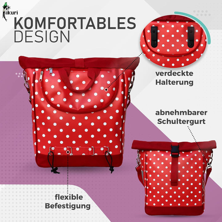IKURI einseitige Fahrradtasche für Gepäckträger Packtasche, abnehmbar, mit Klickfix Vario Haken, mit