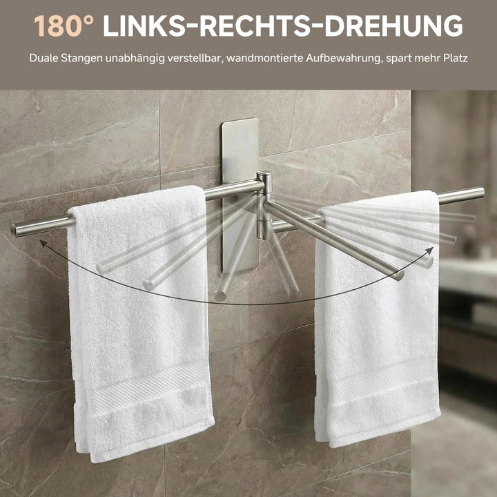 Handtuchhalter Ohne Bohren 180° Schwenkbar - Doppelt Handtuchstange Selbstklebend 304 Edelstahl, Rob