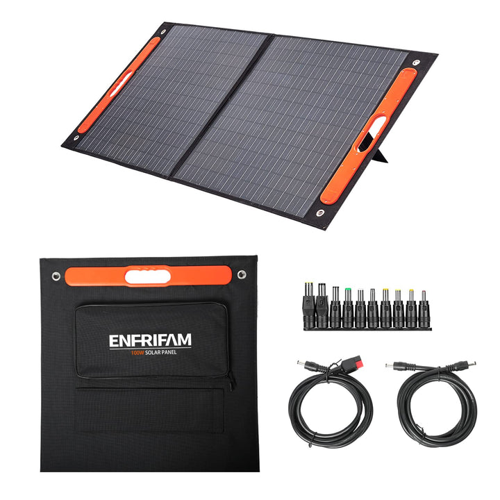ENFRIFAM 100W Solarpanel faltbares 18V Monokristallines Solarladegerät mit USB DC Ausgängen,Tragbare