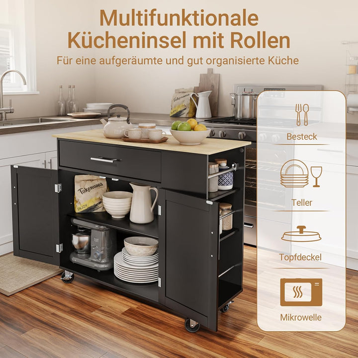 SoBuy Küchenwagen mit feststellbaren Rollen &amp; 3 Seitenablagen 99x40x84,3 cm | Kücheninsel mit grosse