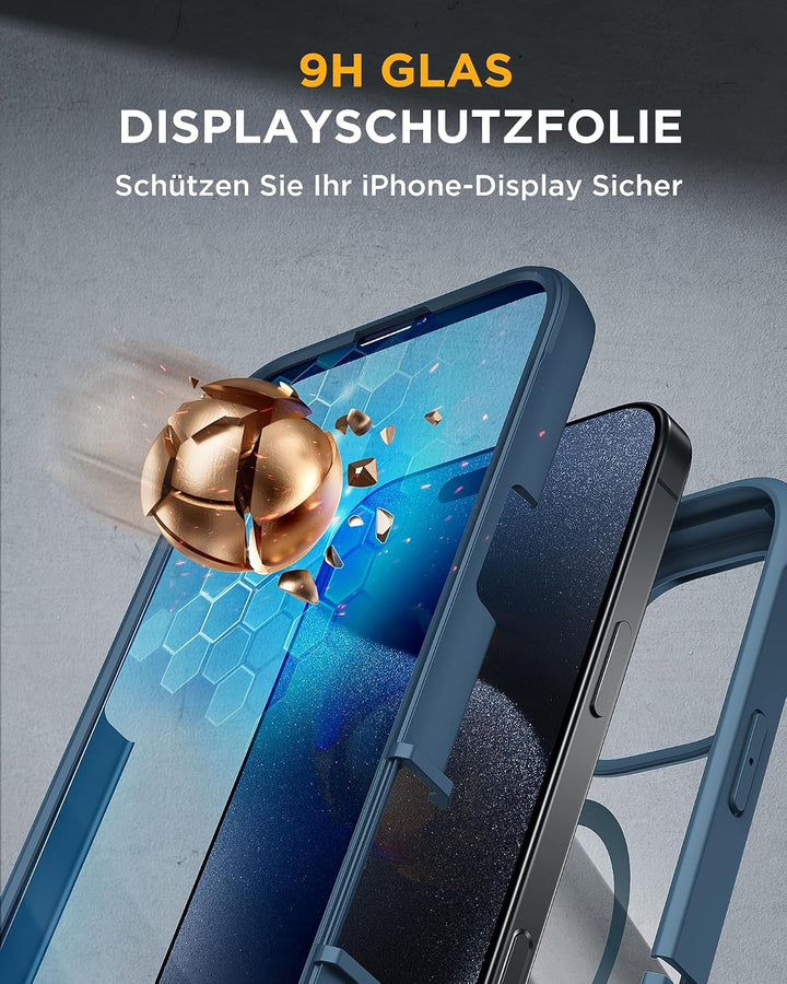 Miracase 360 Grad für iPhone 16 Pro Max Hülle mit Magsafe, Eingebaut Glas Schutzfolie, Komplettschut