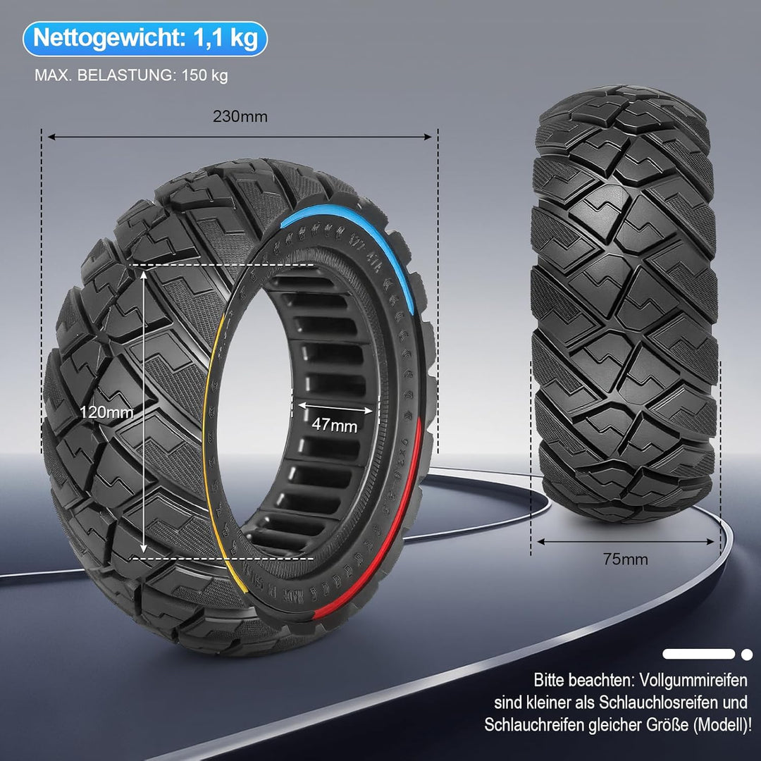 9x3,0-5,5 Vollreifen für Kukirin G2 pro, Zero 10X, Dualtron Eagle Pro Elektroroller Ersatzreifen Vol