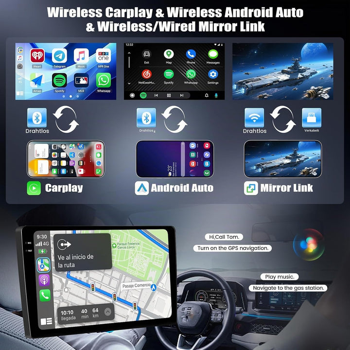 CAMECHO 4+64G 9 Zoll Android 15 Radio für Ford Transit 2009-2016 Focus 2005-2008, Ford Navi Autoradi