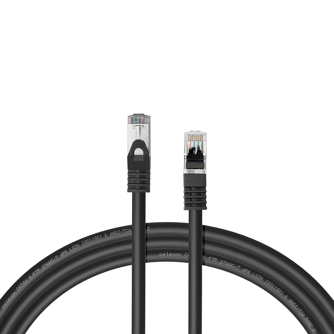 celexon CAT 6A Patchkabel S/FTP - 3m - schwarz - RJ45 auf RJ45, TIA/EIA 568B - 10 Gbps, 500 MHz - ho