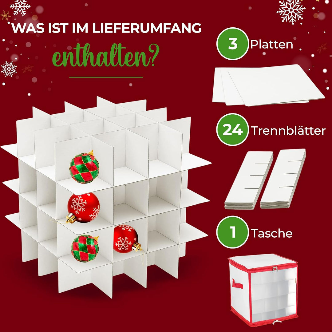 Weihnachtskugeln Aufbewahrung für 64 Christbaumkugeln – Aufbewahrungsbox für Weihnachtsbaum-Kugeln,