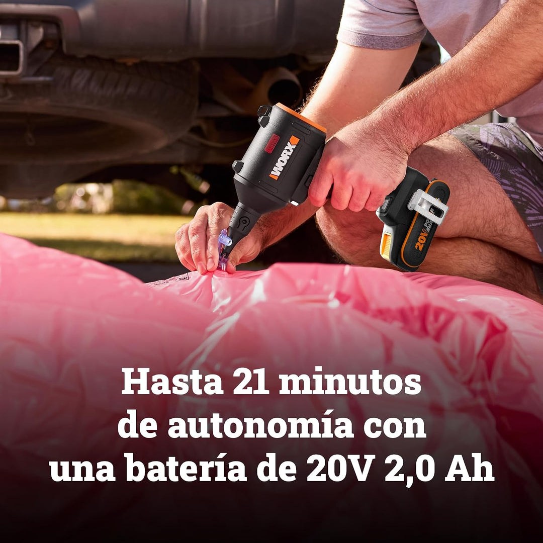 WORX 20V Akku-Staubbläser mit bürstenlosem Motor, elektrisches Luftgebläse zum Reinigen, Aufblasgerä