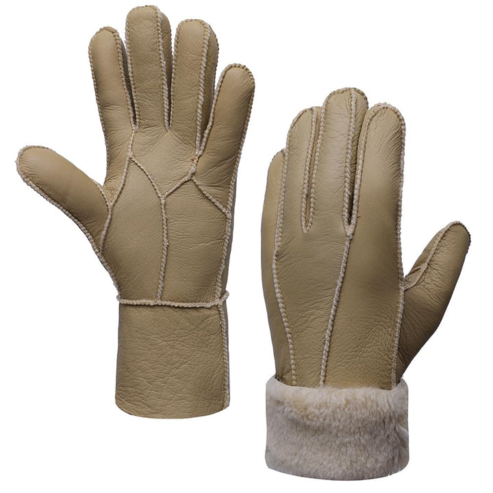 MGGMOKAY Damen Lederhandschuhe Schaffell Handschuhe aus Shearling Warme Winterhandschuhe XL Beige, X