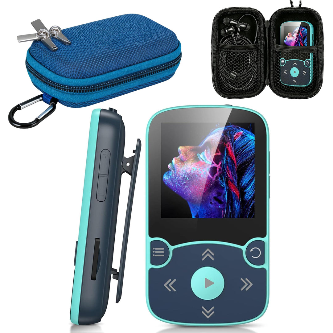AGPTEK MP3 Player &amp; Schutzhülle Bluetooth 5.3 Sport 64GB mit 1,5 Zoll TFT Farbbildschirm, Mini Musik