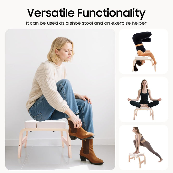 Yoga Kopfstandhocker Inversionsbank Classic White,200kg/440lbs Belastbarkeit für sicheres Kopfstand-