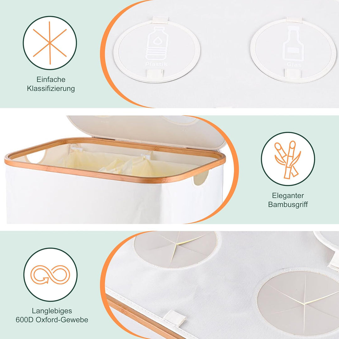 Relaxdays Pfandflaschen Sammelbehälter, 170 L, bis 100 Flaschen, 2 Innenbeutel, Flaschensammler für