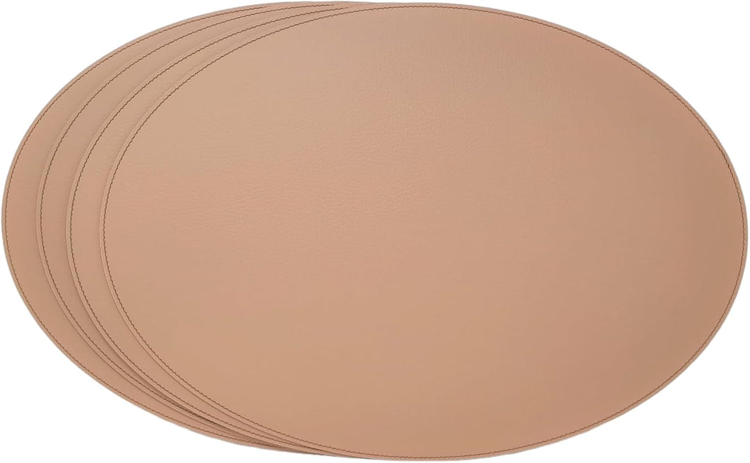 Nikalaz Oval Platzsets aus Recyceltem Leder, 4 Stück Tischsets, Tisch-Matten, Platzdeckchen 45.7 x 3