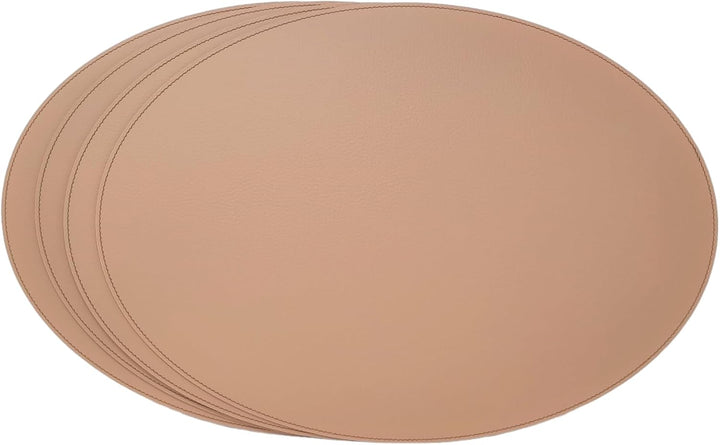 Nikalaz Oval Platzsets aus Recyceltem Leder, 4 Stück Tischsets, Tisch-Matten, Platzdeckchen 45.7 x 3