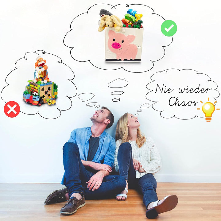 Aufbewahrungsbox im 2er Set Pinguin I Doppelpack Spielzeugbox mit Tiermotiv passend für Würfelregale