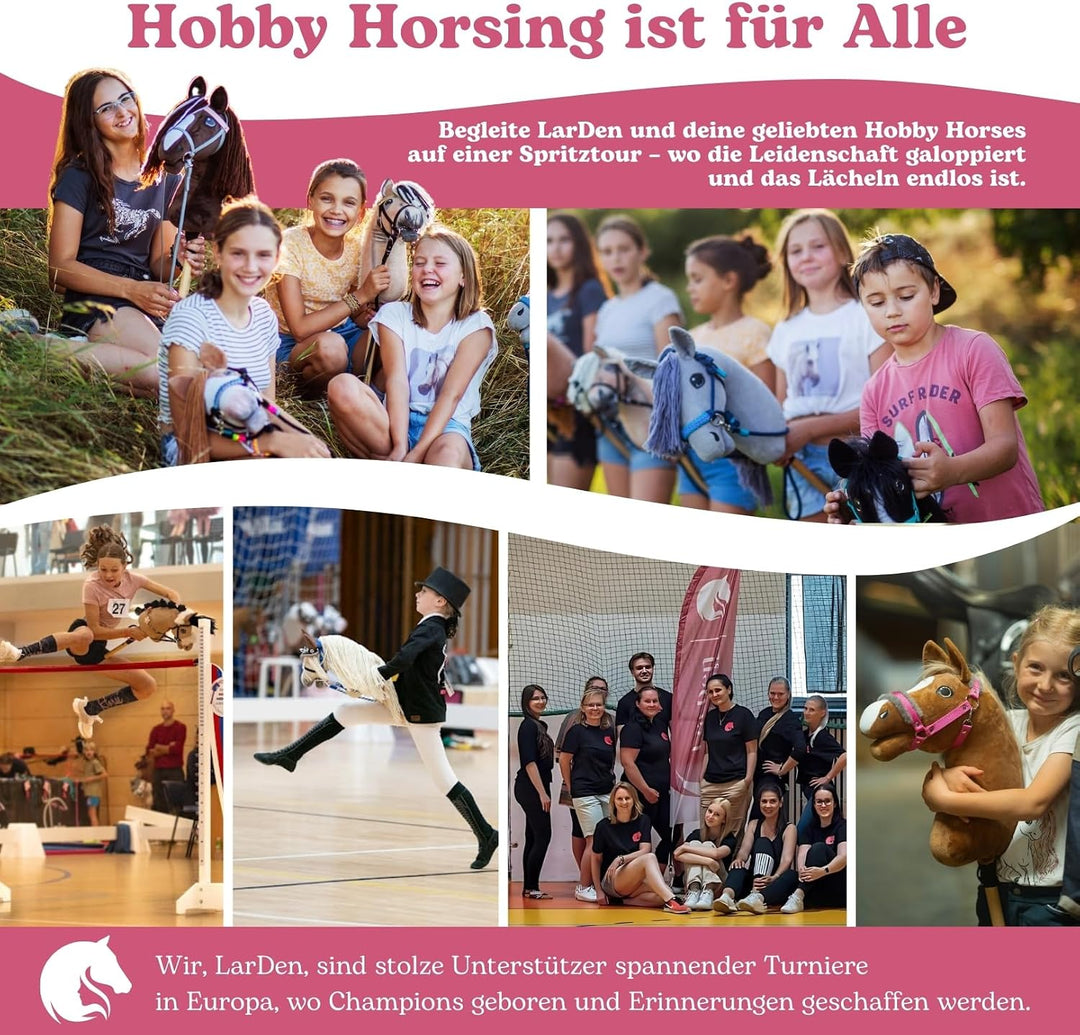 LarDen Hobby Horse Zubehör SeilSet - Halfter mit Zügel &amp; Halsring für Steckenpferd - Braun, Rot - St