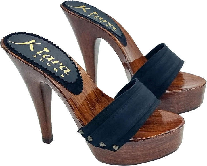 Schwarze Clogs für Frauen mit sehr hohen Absätzen - K9201 Nero (39 EU, SCHWARZ) 39 EU Schwarz, 39 EU
